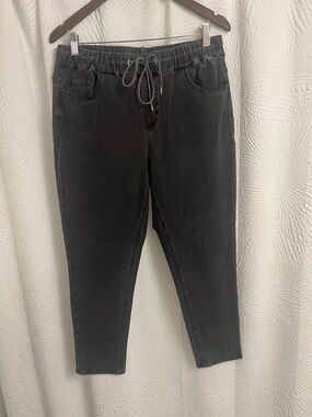 French Connection Black Drawstring Boyfriend Jeans